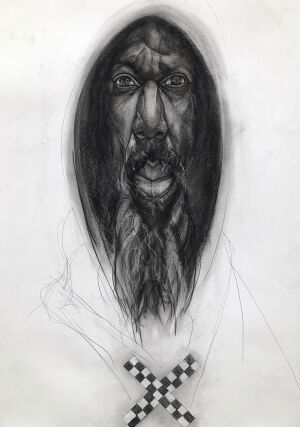  “The Cross Road for Monk” Medium charcoal- Size 38”x42”
